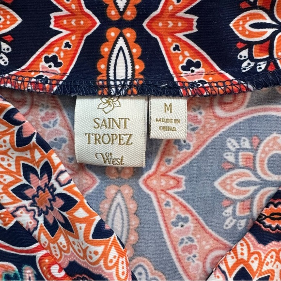 Saint Tropez West Blue A-line Dress with 3/4 Cuffed Sleeves and V-neck - Picture 2 of 2